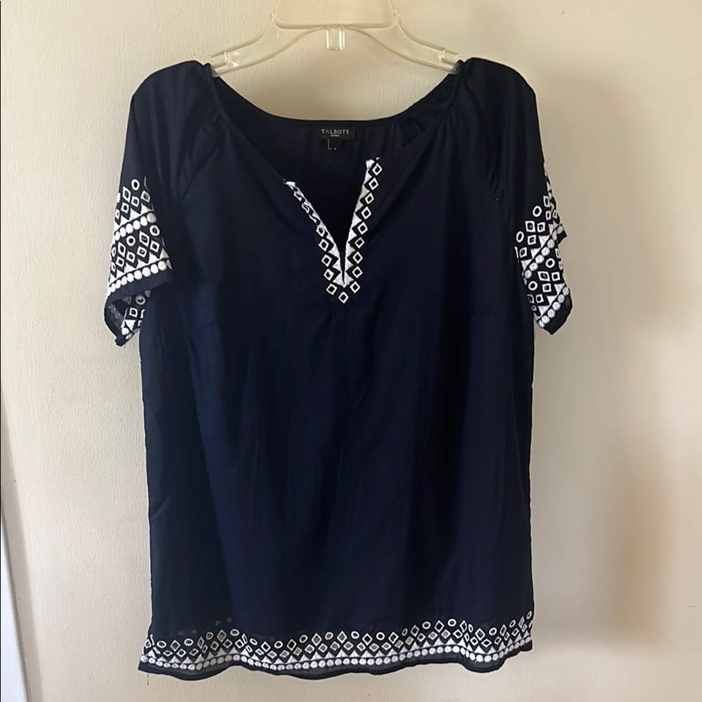 Talbots short sleeve embroidered tunic